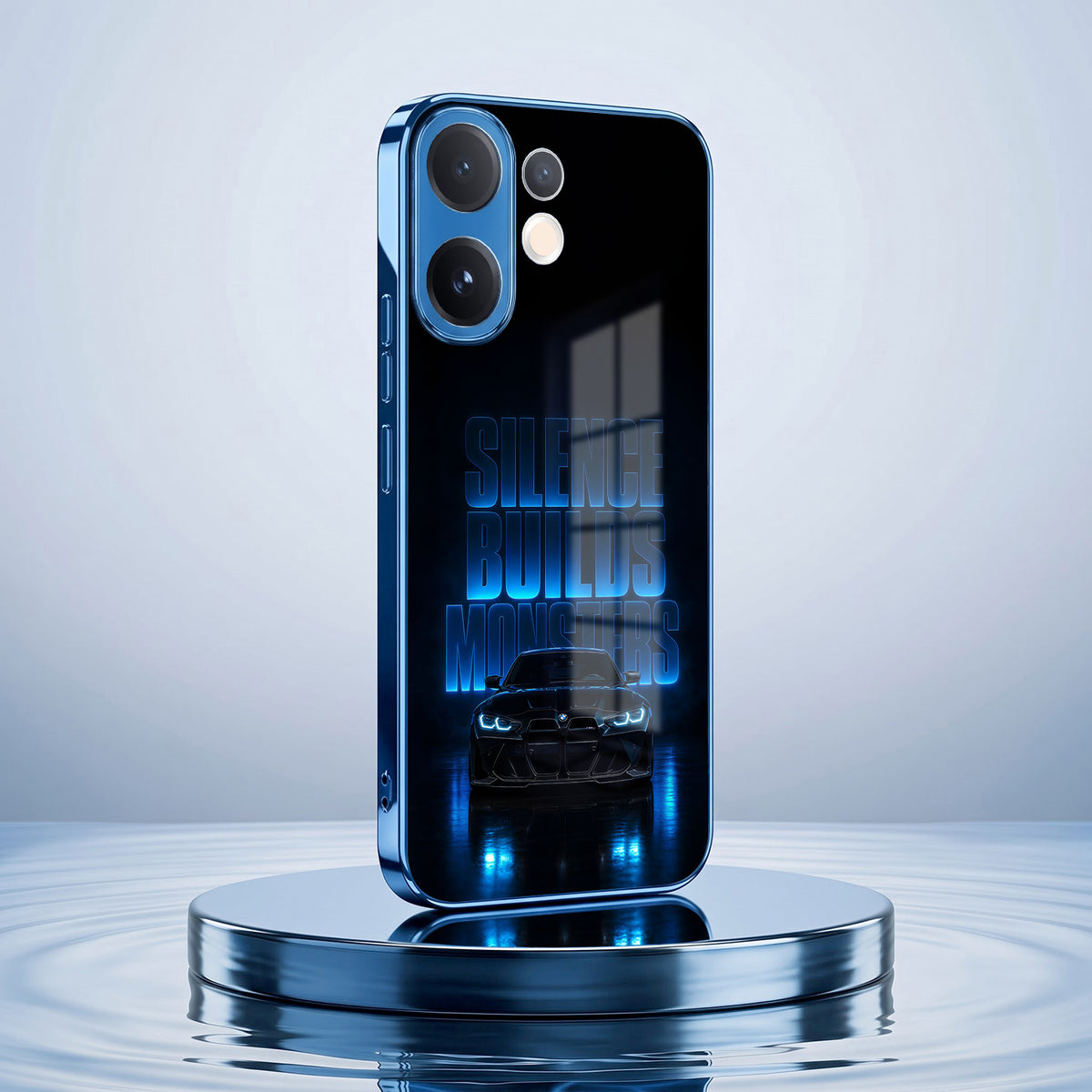 Vivo V60 5G Silence Build Monsters Blue Electroplated Glass Phone Back Case