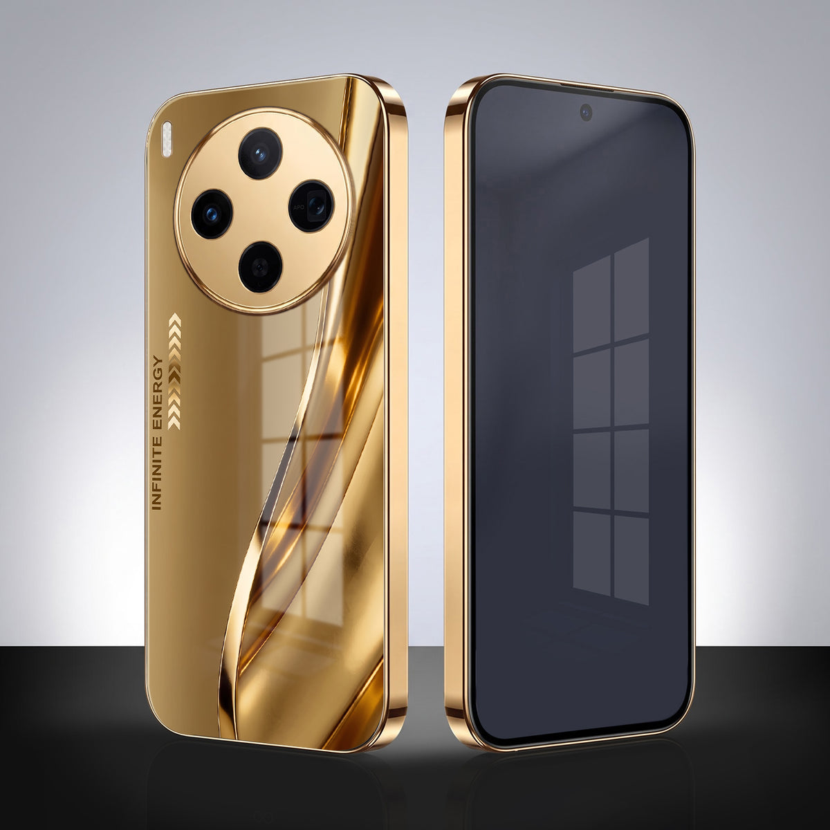 Vivo X300 5G Luxury Infinity Energy Gold Electroplated Glass Phone Case