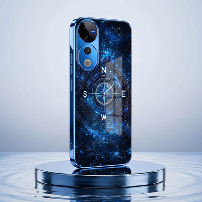 Vivo V40 Pro 5G Astral Compass Blue Electroplated Glass Phone Back Case