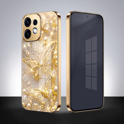 Oppo Reno 16 5G Golden Butterfly Gold Electroplated Glass Phone Back Case