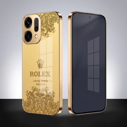 Oppo Reno 14 5G Rolex Crown Gold Electroplated Glass Phone Back Case