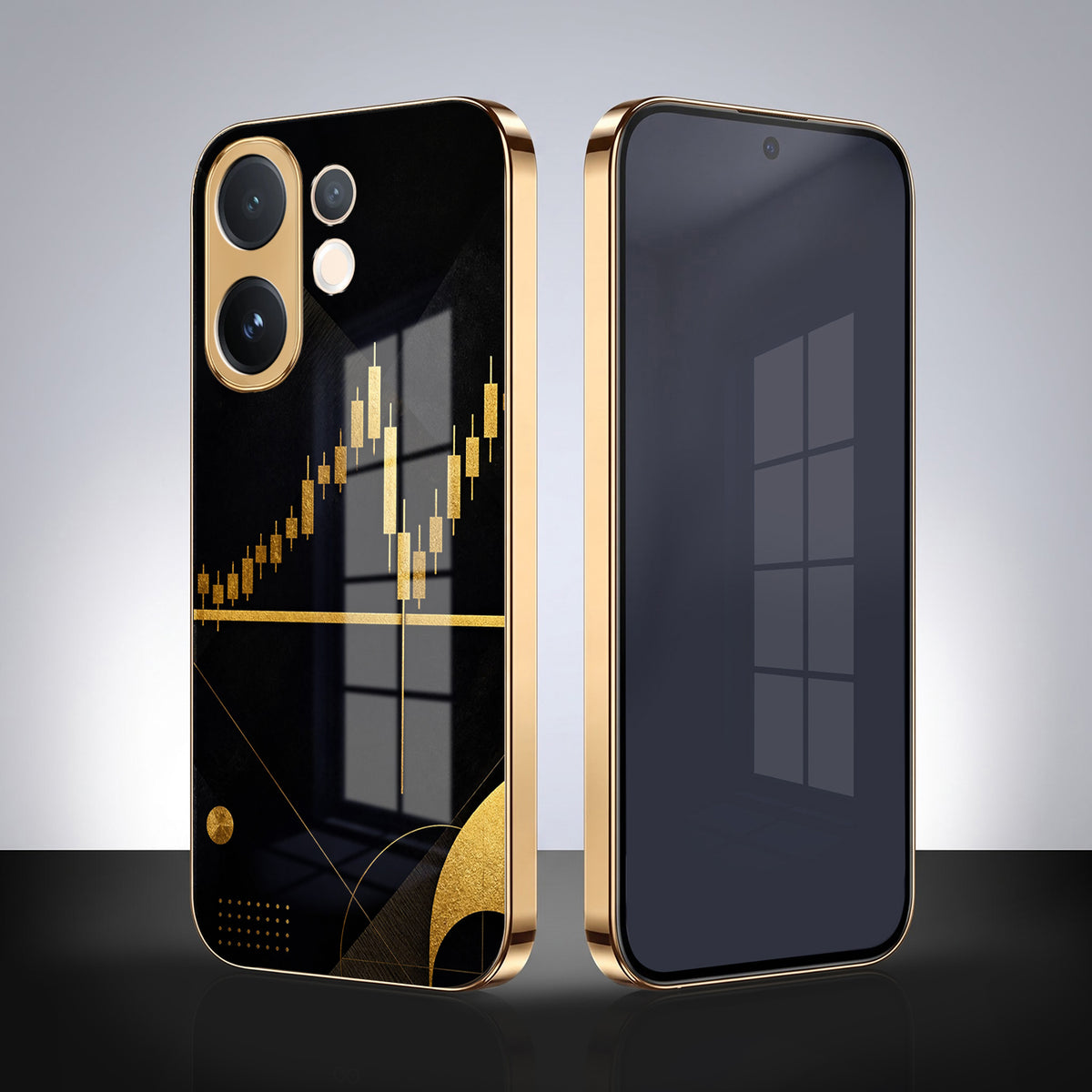Vivo V60 5G Trading Candles Gold Electroplated Glass Phone Back Case