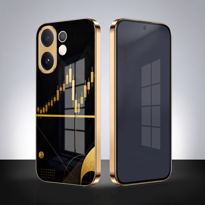 Vivo V60 5G Trading Candles Gold Electroplated Glass Phone Back Case
