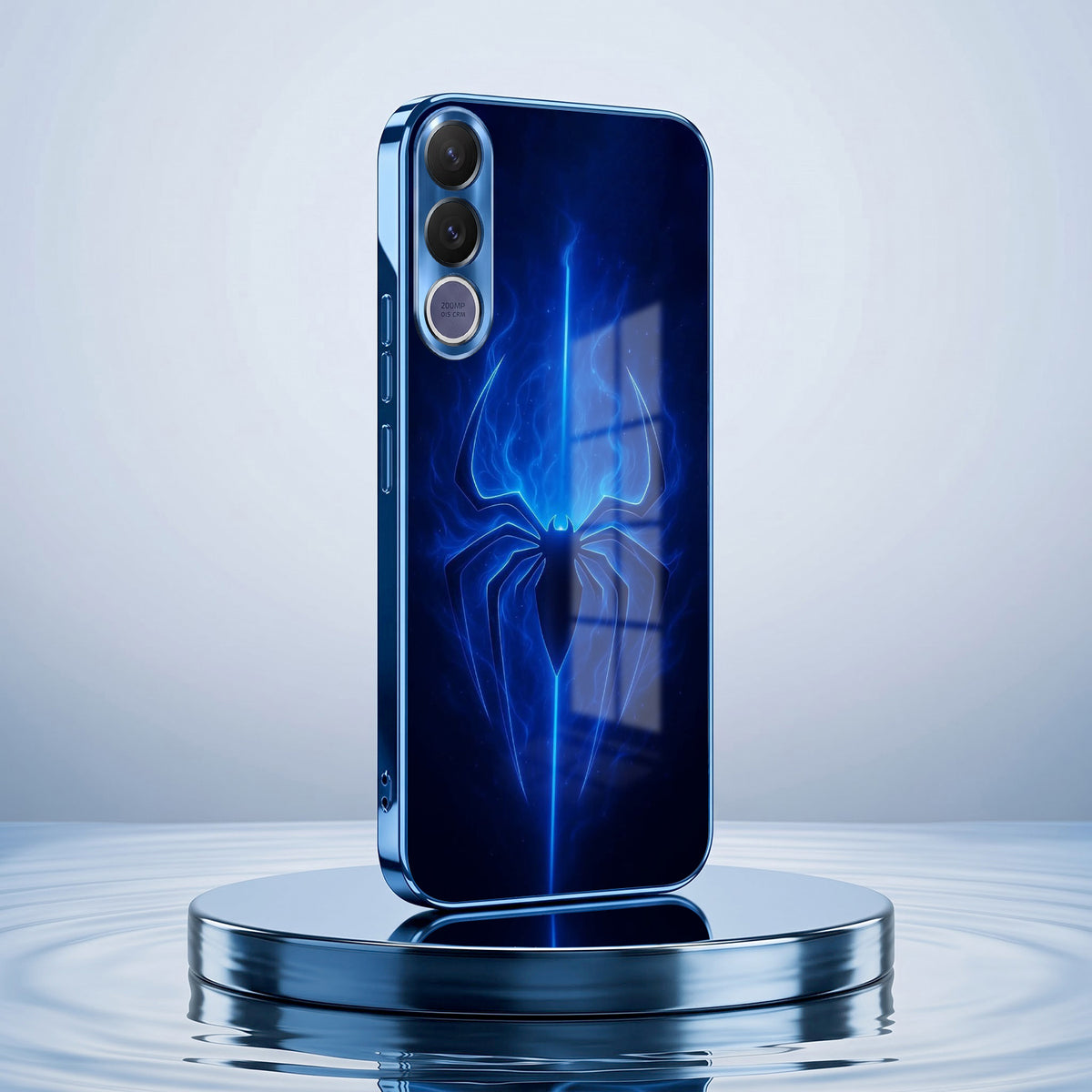 Vivo V70 FE 5G Neon Spider Blue Electroplated Glass Phone Back Case