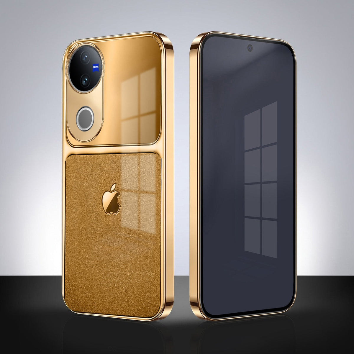 Vivo V50 5G Royal Touch Apple Gold Electroplated Glass Phone Back Case