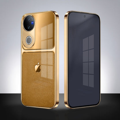 Vivo V50 5G Royal Touch Apple Gold Electroplated Glass Phone Back Case