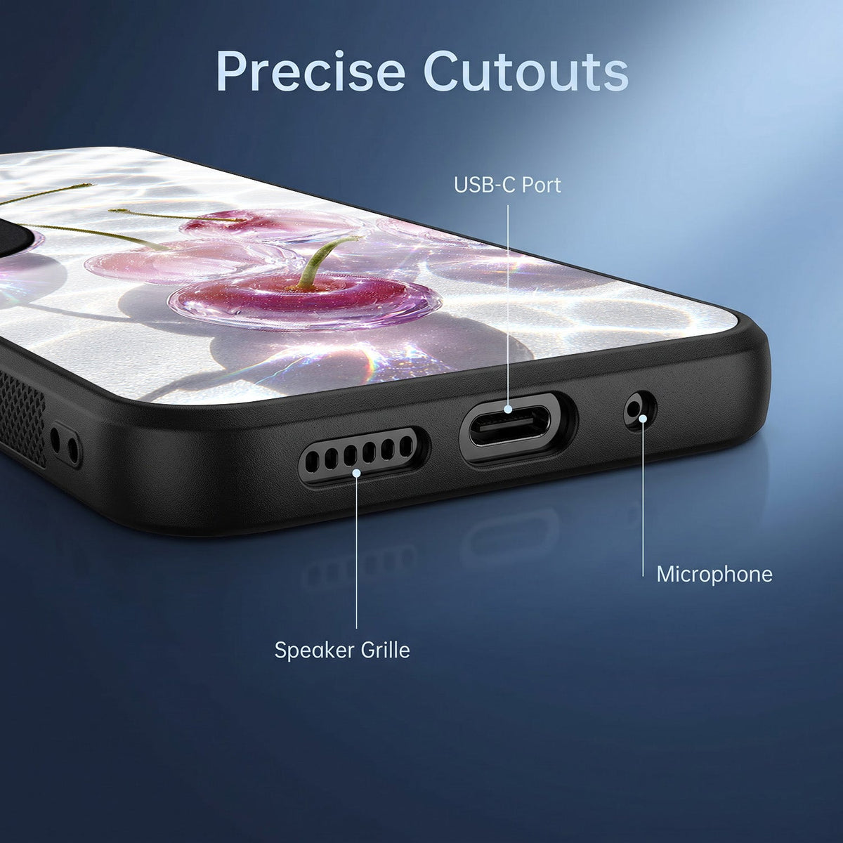 Vivo V40 Pro 5G Purple Transparent Cherry Acrylic Glass Back Case
