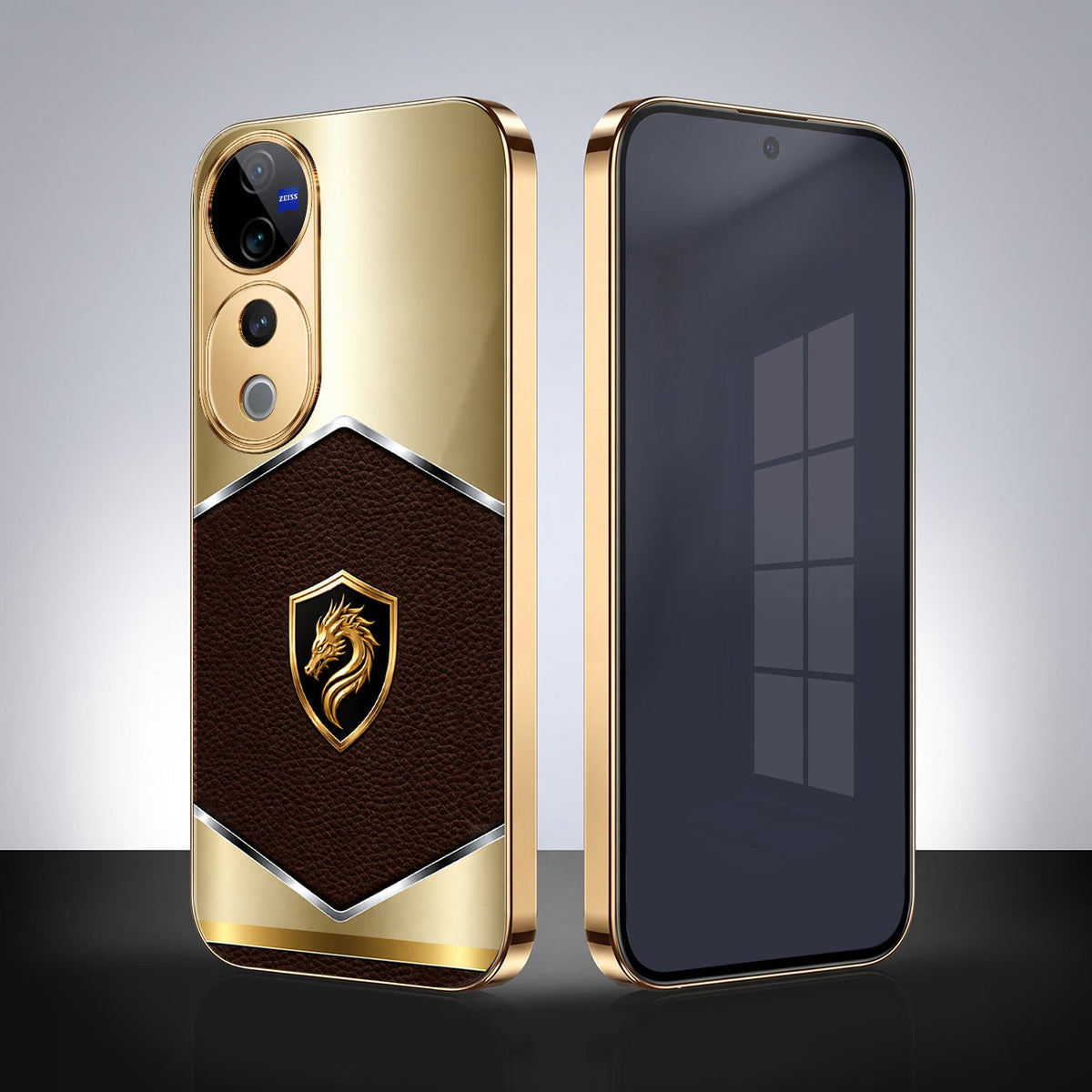 Vivo V40 Pro 5G Dragon Crest Gold Electroplated Glass Phone Back Case