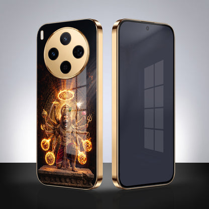 Vivo X300 5G Lord Narasimha Gold Electroplated Glass Phone Back Case