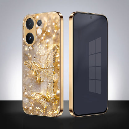 Vivo V60 5G Golden Butterfly Gold Electroplated Glass Phone Back Case