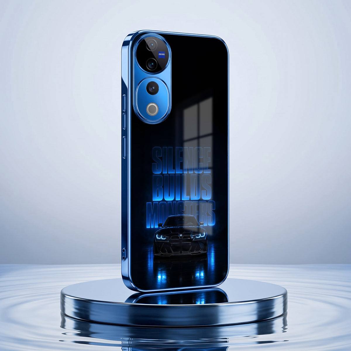 Vivo V40 Pro 5G Silence Build Monsters Blue Electroplated Glass Phone Back Case
