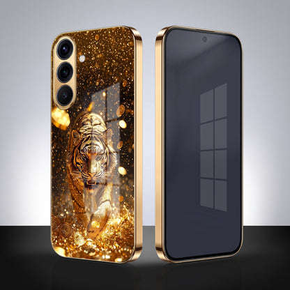 Samsung Galaxy A56 5G Luxury Tiger Gold Electroplated Glass Phone Back Case