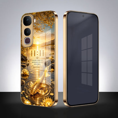 Vivo Y400 Pro 5G 11:11 Manifestation Gold Electroplated Glass Phone Back Case
