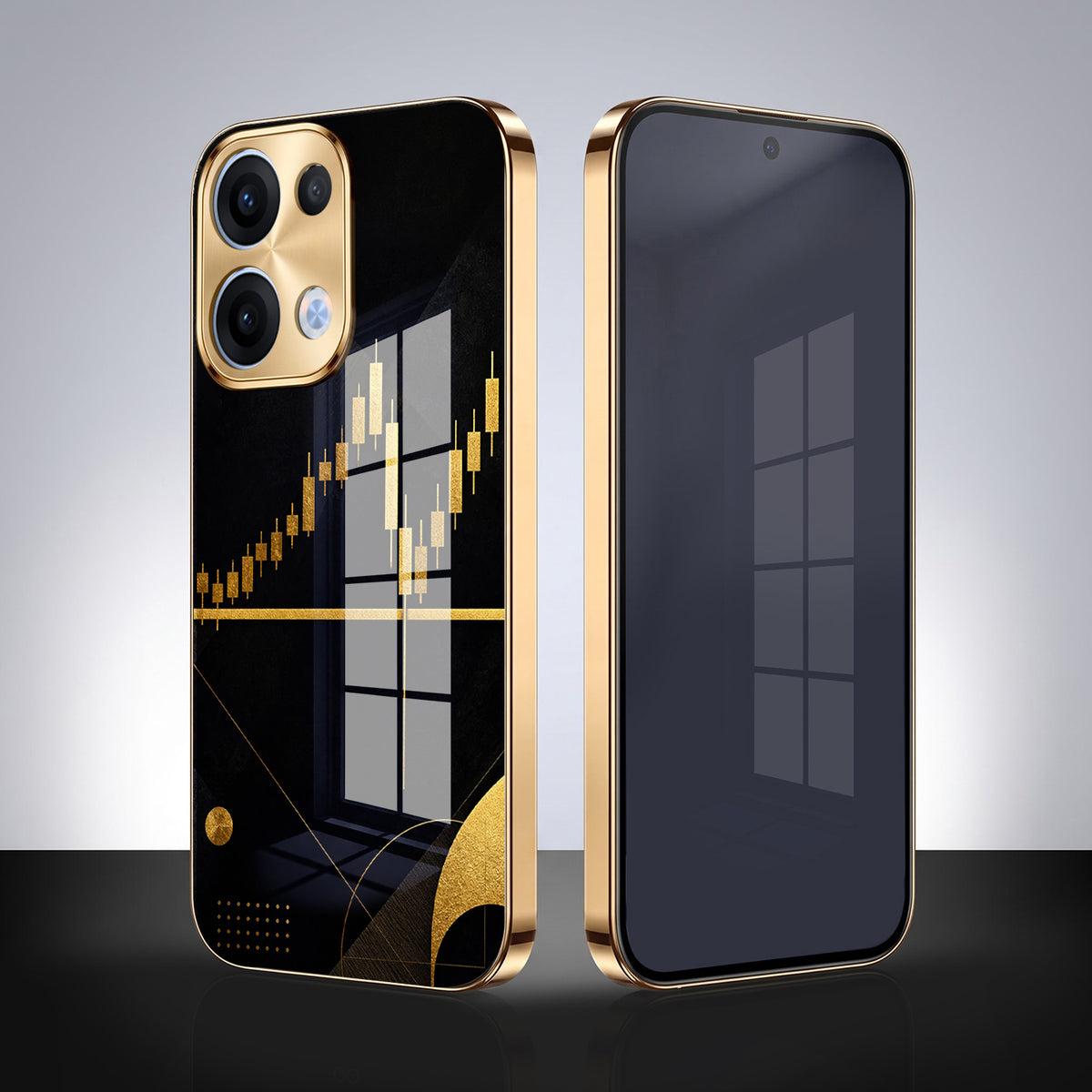 Oppo Reno 13 5G Trading Candles Gold Electroplated Glass Phone Back Case