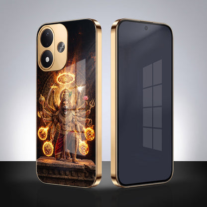 Redmi Note 17 5G Lord Narasimha Gold Electroplated Glass Phone Back Case