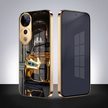 Vivo V40 Pro 5G Golden BMW Gold Electroplated Glass Phone Back Case