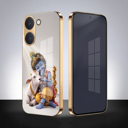Poco X8 Pro 5G Bal Krishna Blessings Gold Electroplated Glass Phone Back Case