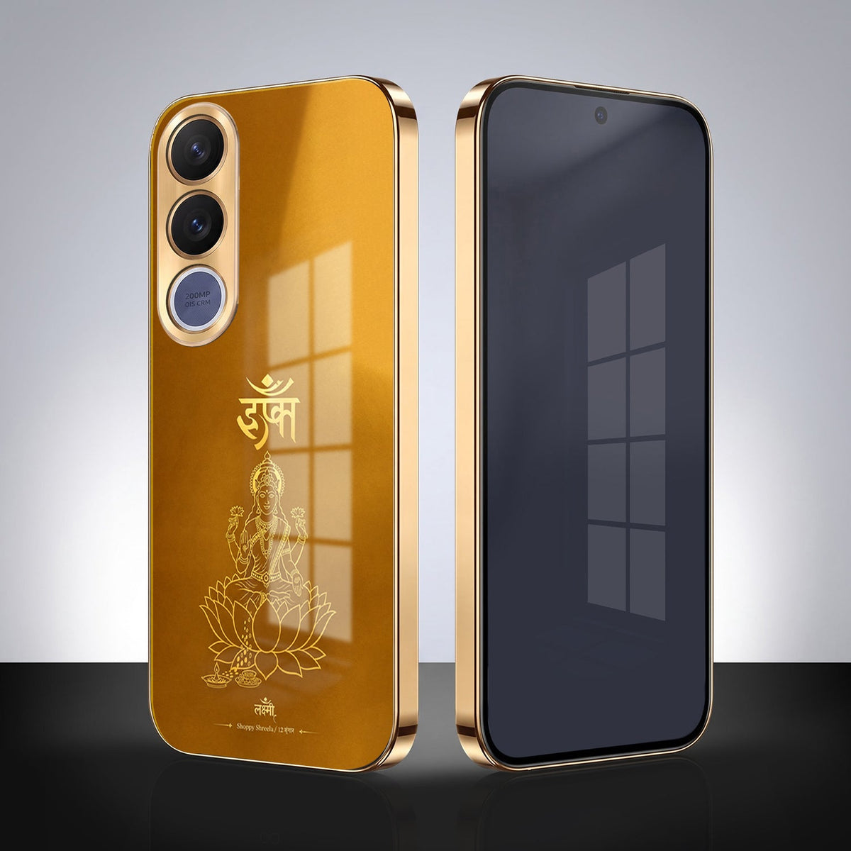 Vivo V70 FE 5G Shree Lakshmi Divine Gold Electroplated Glass Phone Back Case