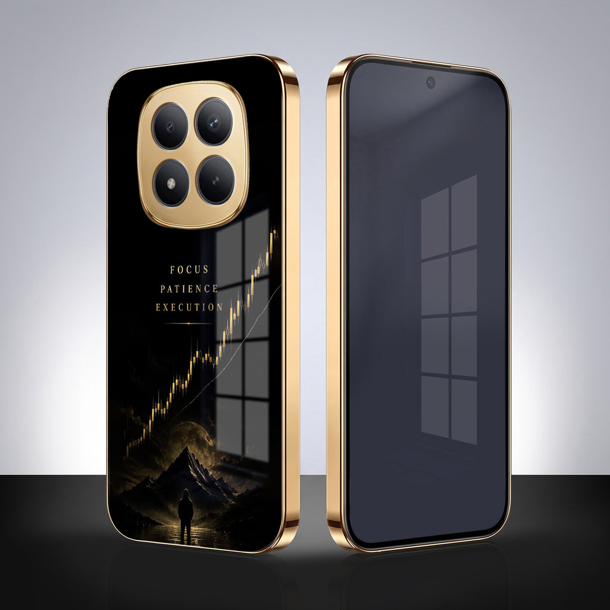 Redmi Note 15 Pro Plus 5G Focus Gold Electroplated Glass Phone Back Case