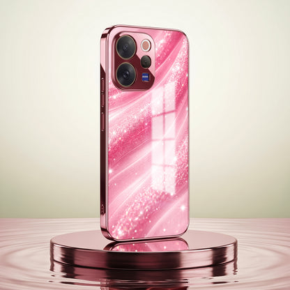 Vivo V70 5G Luxury Glitter Wave Pink Electroplated Glass Phone Back Case