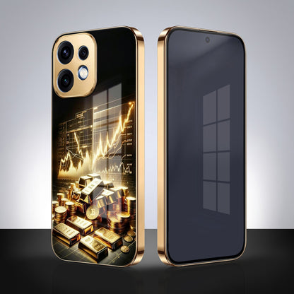 Oppo Reno 16 5G Luxury Wealth Trader Gold Electroplated Glass Phone Back Case