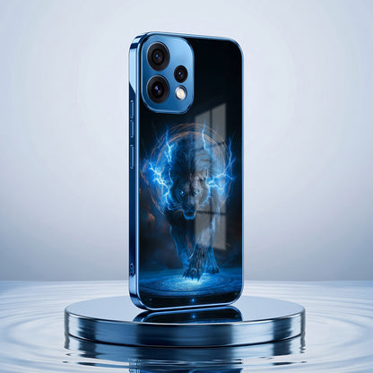 Oppo Reno 15 5G Blue Spirit Tiger Blue Electroplated Glass Phone Back Case