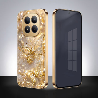 Redmi Note 15 Pro+ 5G Golden Butterfly Gold Electroplated Glass Phone Back Case
