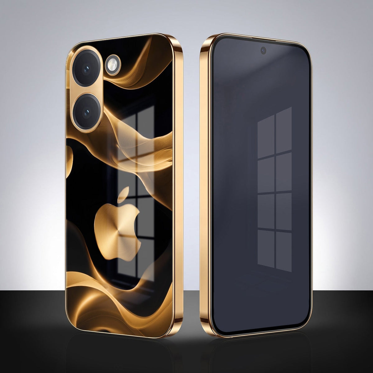 Poco X8 Pro 5G Luxury Wave Gold Electroplated Glass Phone Back Case
