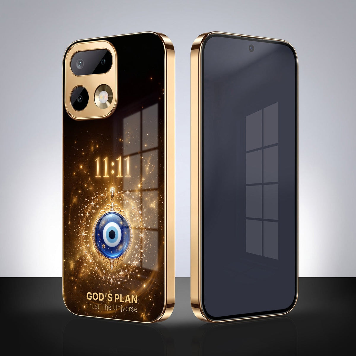 Realme 16 Pro+ 5G God’s Plan Evil Eye Gold Electroplated Glass Phone Back Case