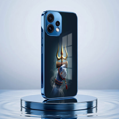 Oppo Reno 15 5G Divine Shiva Trisul Blue Electroplated Glass Phone Back Case