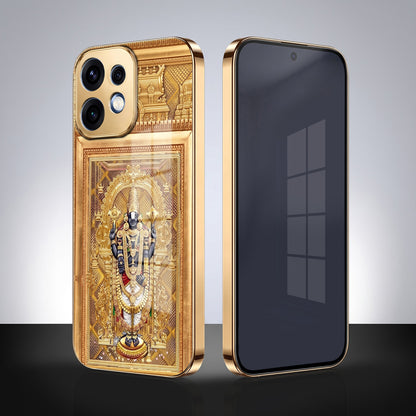 Oppo Reno 16 5G Premium Heritage Gold Electroplated Glass Phone Back Case
