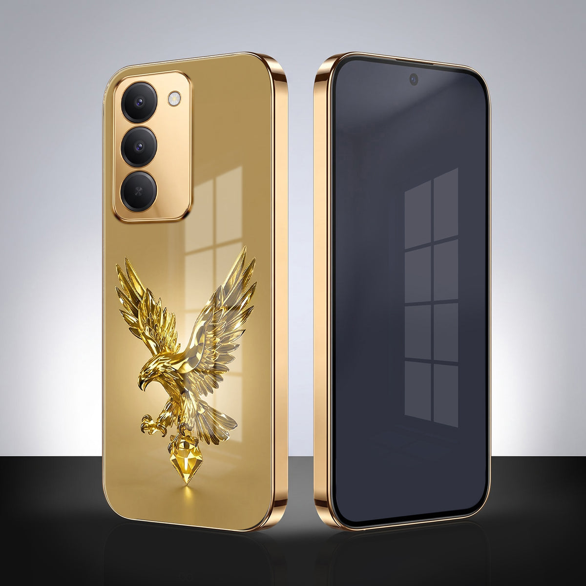 Redmi 15 5G Golden Eagle Gold Electroplated Glass Phone Back Case