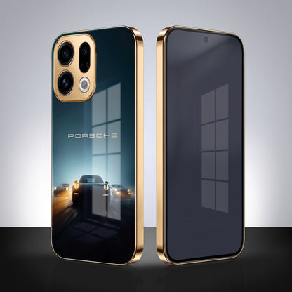 Oppo Find X9 5G Porsche Luxury Gold Electroplated Glass Phone Back Case