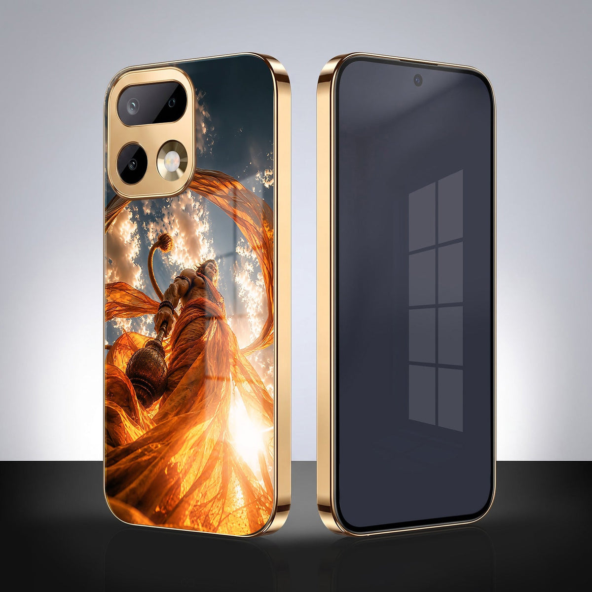 Realme 16 Pro+ 5G Divine Hanuman Gold Electroplated Glass Phone Back Case