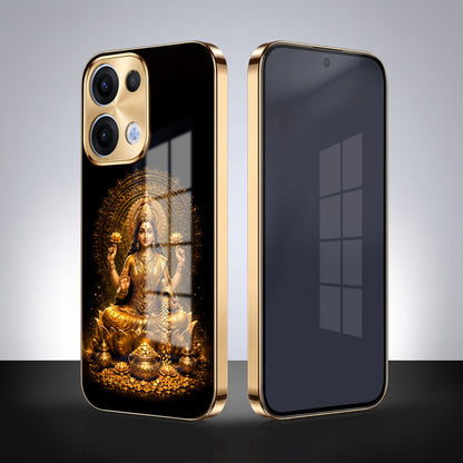 Oppo Reno 13 5G Golden Maa Lakshmi Gold Electroplated Glass Phone Back Case