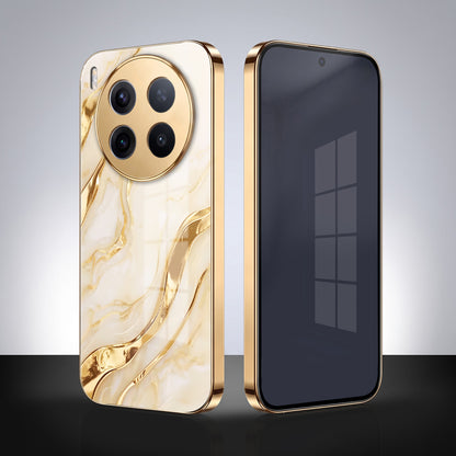 Vivo X300 Pro 5G Marvel Texture Gold Electroplated Glass Phone Back Case