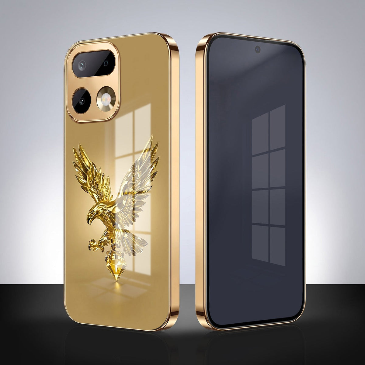 Realme 16 Pro+ 5G Golden Eagle Gold Electroplated Glass Phone Back Case