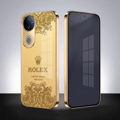 Vivo V50 5G Rolex Crown Gold Electroplated Glass Phone Back Case