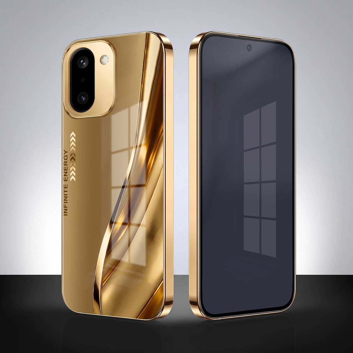 OnePlus 15R 5G Luxury Infinity Energy Gold Electroplated Glass Phone Case
