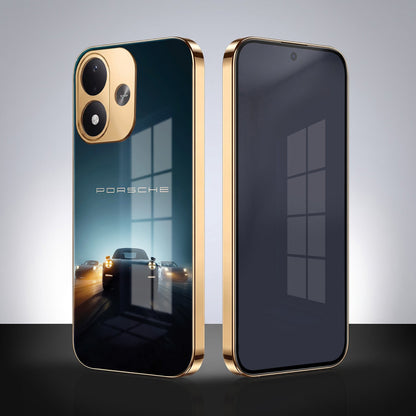 Redmi Note 17 5G Porsche Luxury Gold Electroplated Glass Phone Back Case