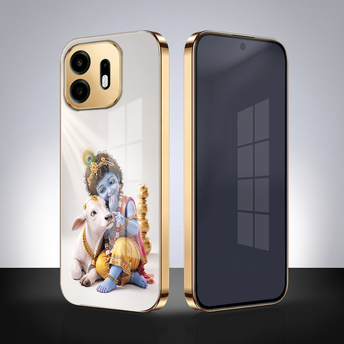 OnePlus N6 5G Bal Krishna Blessings Gold Electroplated Glass Phone Back Case