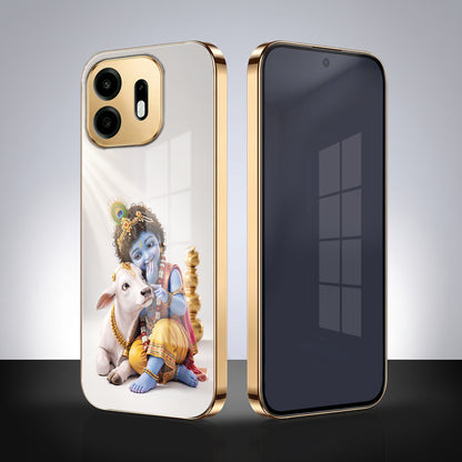 OnePlus N6 5G Bal Krishna Blessings Gold Electroplated Glass Phone Back Case
