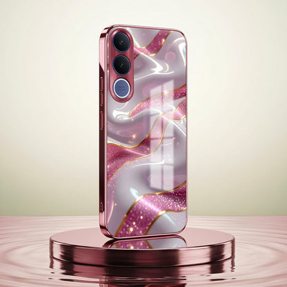 Vivo V70 FE 5G Pearl Marble Pink Electroplated Glass Phone Back Case