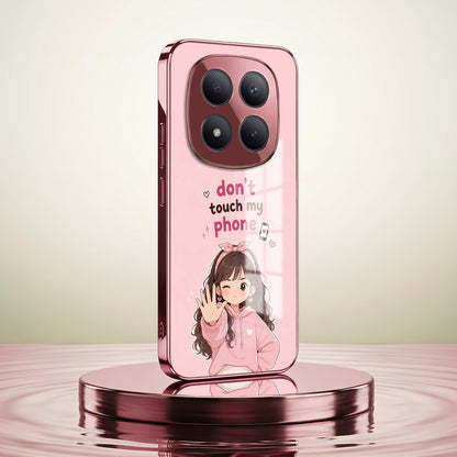Redmi Note 15 Pro+ 5G Luxury Anime Girl Pink Electroplated Glass Phone Back Case