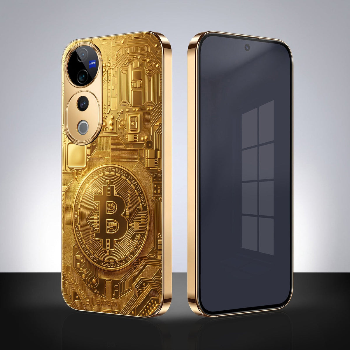 Vivo V40 Pro 5G Bitcoin Gold Electroplated Glass Phone Back Case