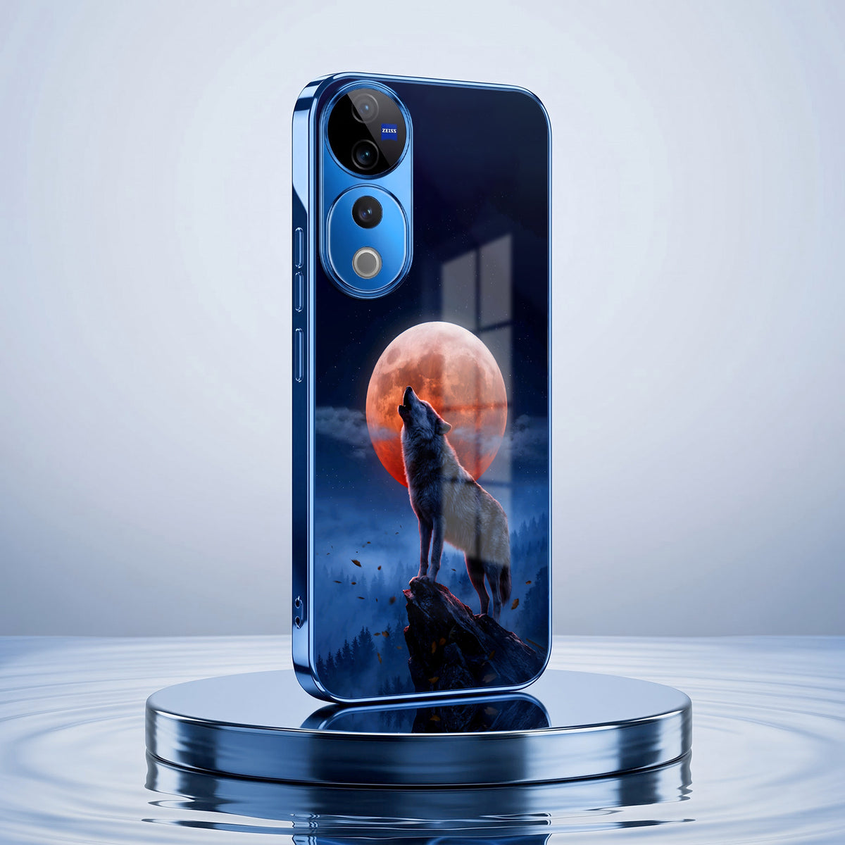 Vivo V40 Pro 5G Lunar Wolf Blue Electroplated Glass Phone Back Case