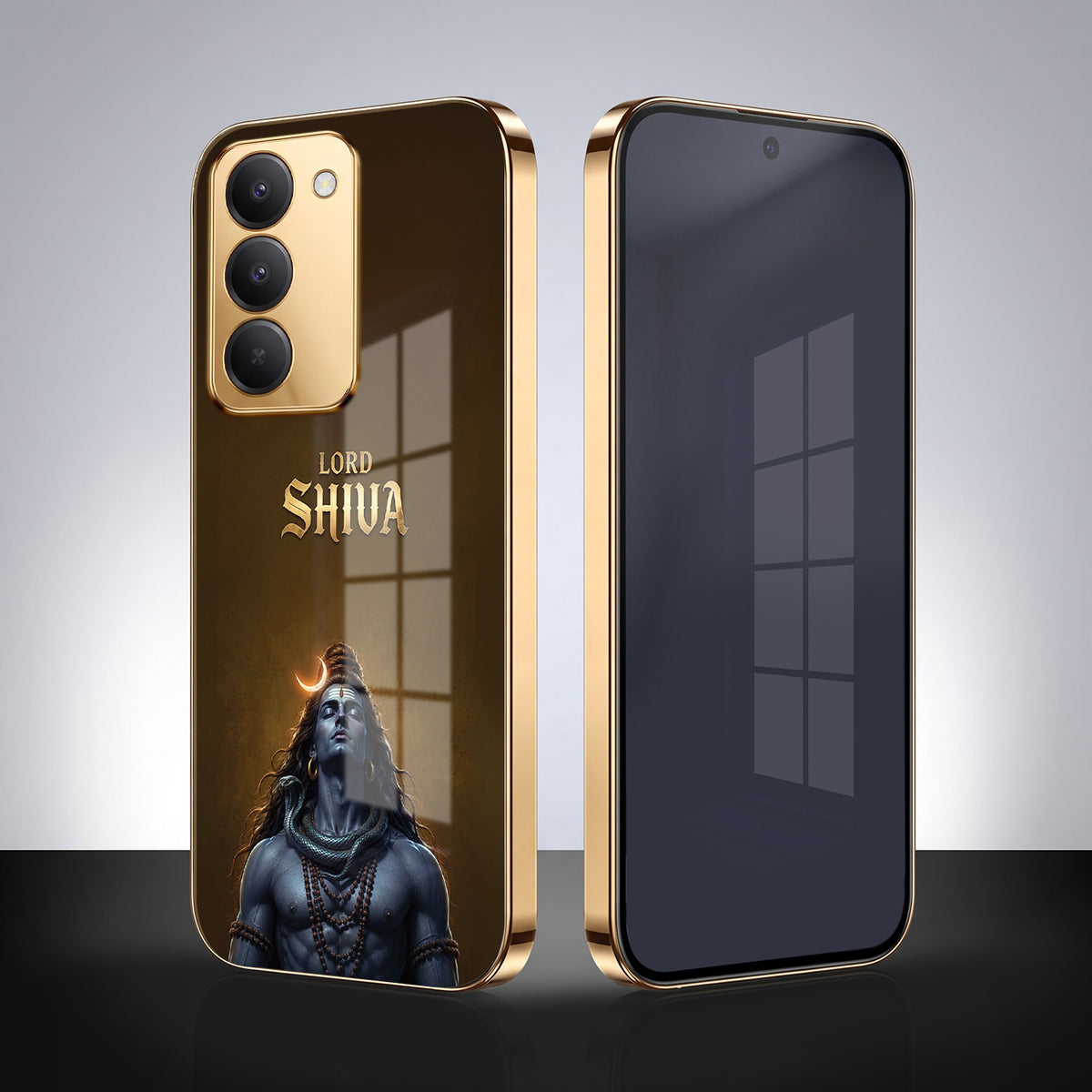 Redmi 15 5G Lord Shiva Gold Electroplated Glass Phone Back Case