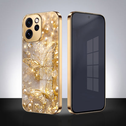 Oppo Reno 15 Pro Mini 5G Golden Butterfly Gold Electroplated Glass Phone Back Case