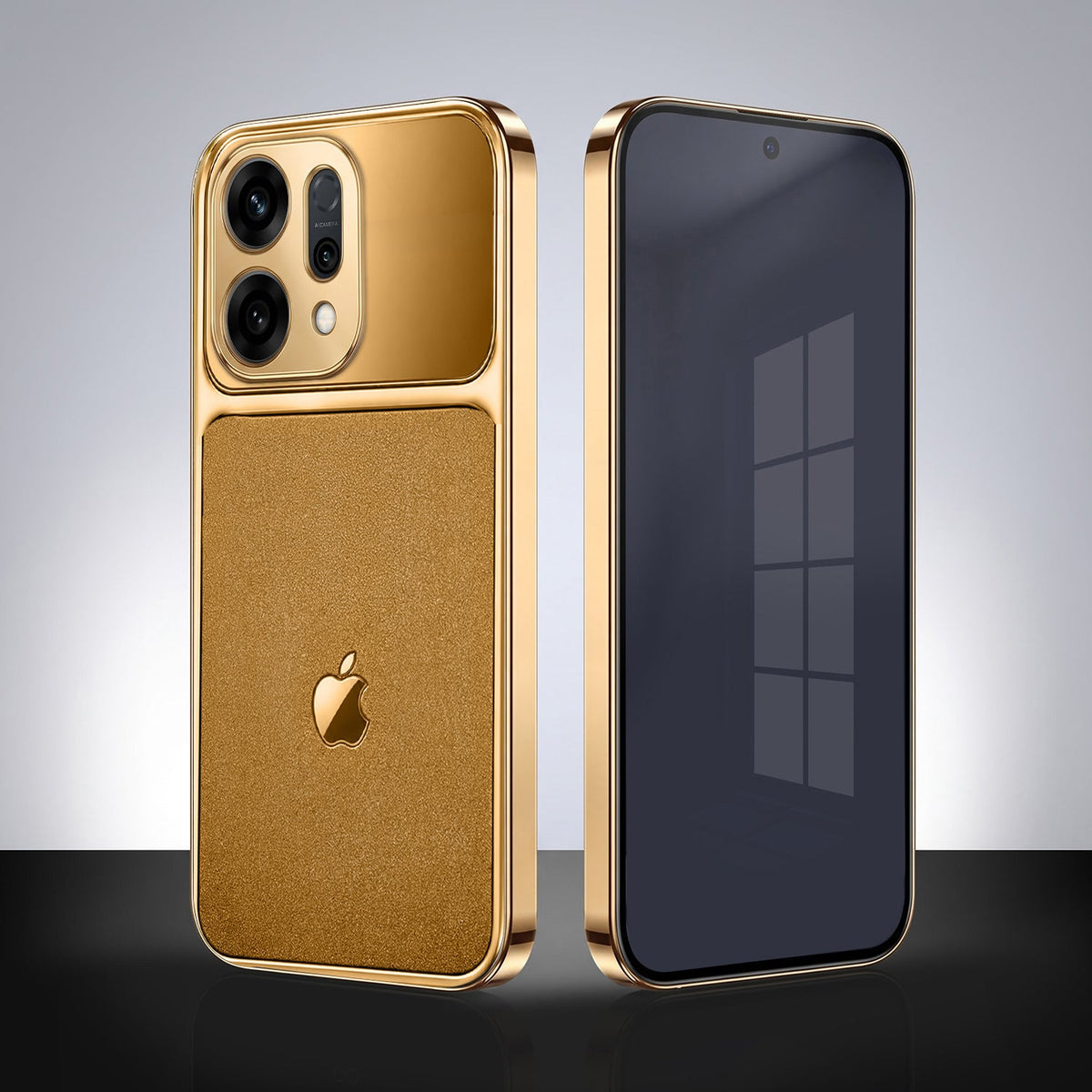 Oppo Reno 14 5G Royal Touch Apple Gold Electroplated Glass Phone Back Case