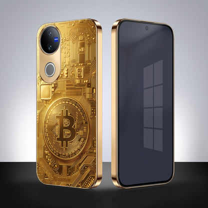 Vivo V50 5G Bitcoin Gold Electroplated Glass Phone Back Case